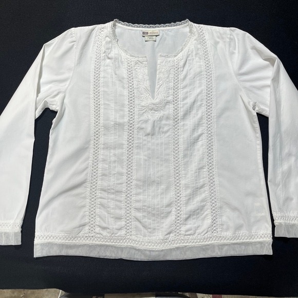 Faded Glory Tops - Faded Glory White Embroidered Cotton Peasant Blouse Boho Cottagecore L